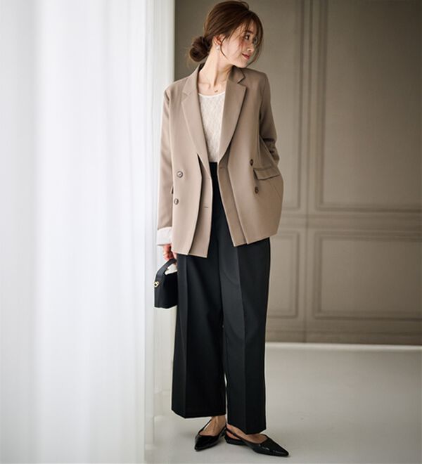 RANAN（ラナン）の「レイヤードデザインダブルジャケット（テーラードジャケット）」｜ベージュ