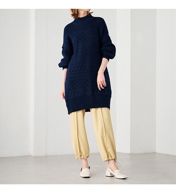 RANAN（ラナン）の「レイヤード風編地柄ロング丈ニット（チュニック）」｜詳細画像