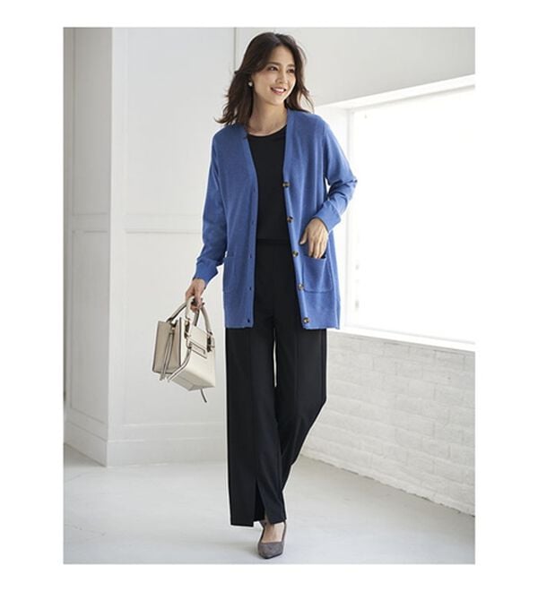 BELLUNA（ベルーナ）の「錯覚美脚！裾スリットセミワイドパンツ（フルレングスパンツ）」｜詳細画像