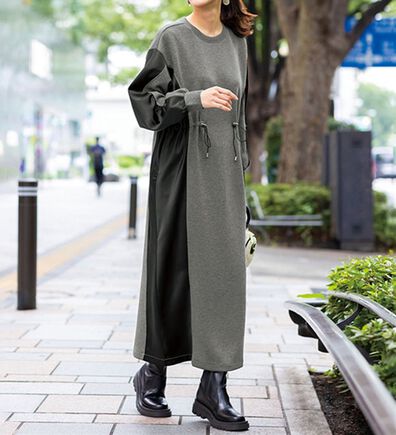 BELLUNA（ベルーナ）の「異素材切替ドロストワンピース（その他ワンピース）」