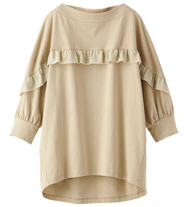 BELLUNA（ベルーナ）の「艶やか綿１００％フリル使いプルオーバー（カットソー）」｜詳細画像