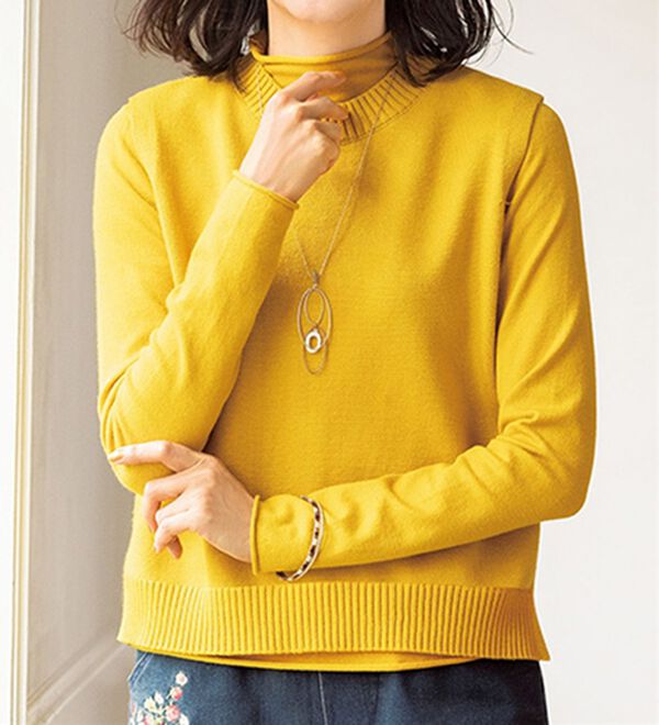 ルフラン（ルフラン）の「後ろボタンニットアンサンブル（アンサンブル）」｜イエロー