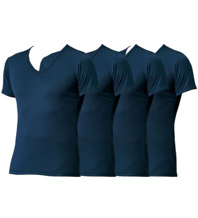 「【４枚組】抗菌防臭・マイクロファイバー裏起毛あったかインナー４枚組（シャツ）　半袖Ｖ首（メンズ肌着・インナーウェア）」