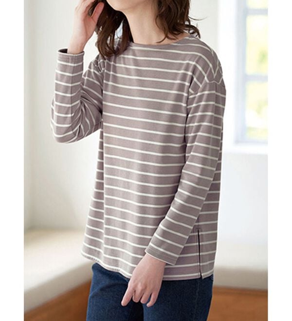 BELLUNA（ベルーナ）の「裏フリース配色プルオーバー（カットソー）」｜詳細画像