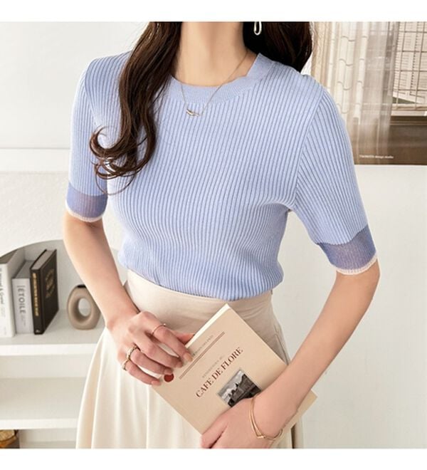 GeeRA（ジーラ）の「『ドラマ着用商品』 袖口シアーリブニット（ニット・セーター）」｜詳細画像