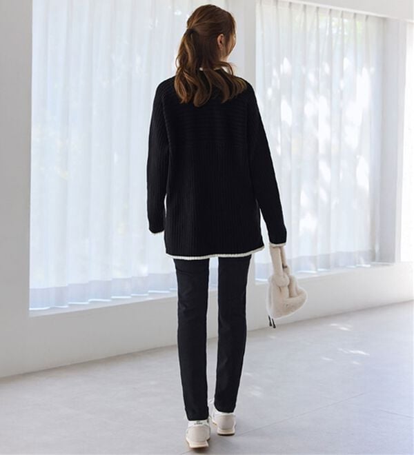 alotta（アロッタ）の「パチパチしにくい！洗えるリブ切替配色ニットプルオーバー（ニット・セーター）」｜詳細画像