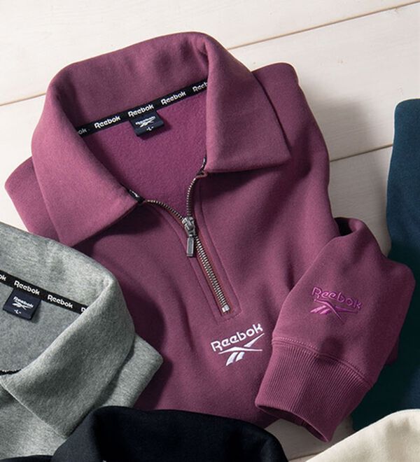 「＜リーボック＞ジップアップデザイントレーナー（メンズトレーナー）」｜パープル