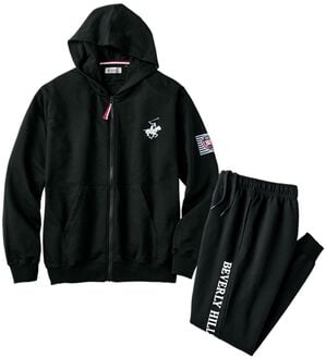 「＜ビバリーヒルズ・ポロクラブ＞選べるブランドホームスーツ（メンズルームウェア）」｜ブラックセット