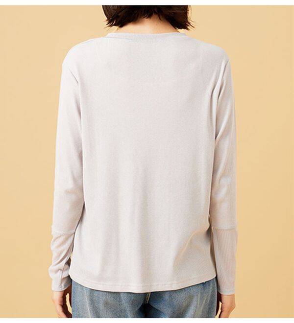 BELLUNA（ベルーナ）の「衿＆袖ラメチュール切替プルオーバー（カットソー）」｜詳細画像