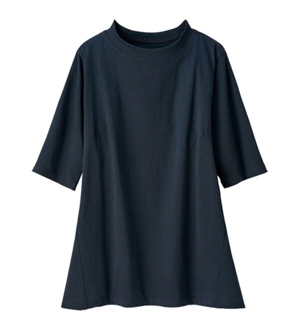 LAVIENNE（ラヴィエンヌ）の「綿１００％サイド切替スタンド衿Ｔシャツ（カットソー）」｜詳細画像