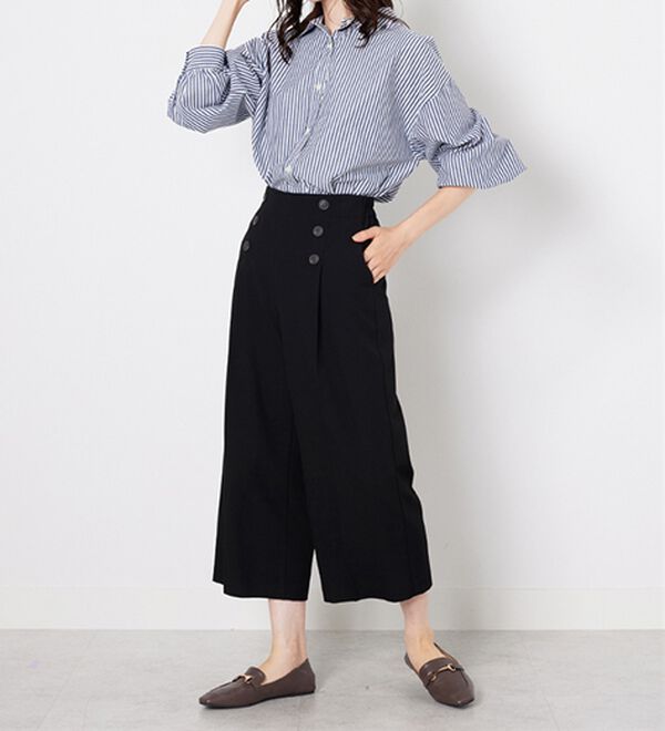 BELLUNA（ベルーナ）の「ストレッチ素材ボタン使いワイドパンツ（その他パンツ）」｜詳細画像