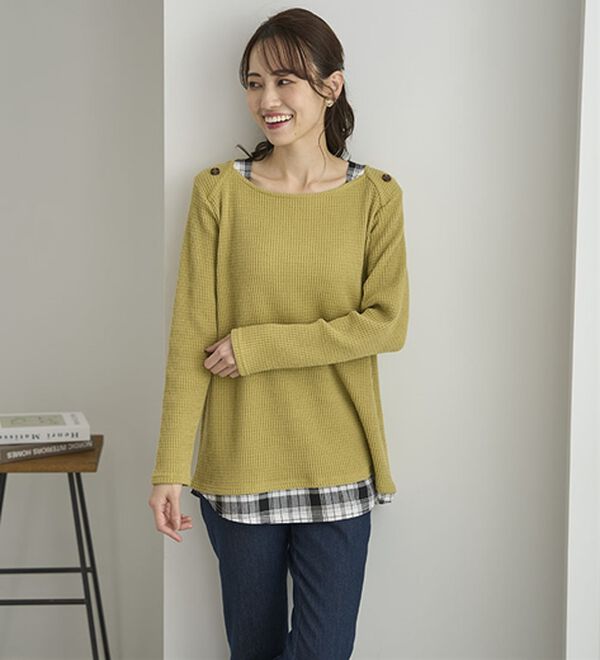 BELLUNA（ベルーナ）の「異素材重ね着風チュニック（チュニック）」｜詳細画像