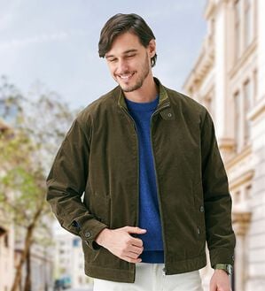 「＜コムルヴァン・オム＞ストレッチコーデュロイ上品ブルゾン（メンズブルゾン）」｜カーキ