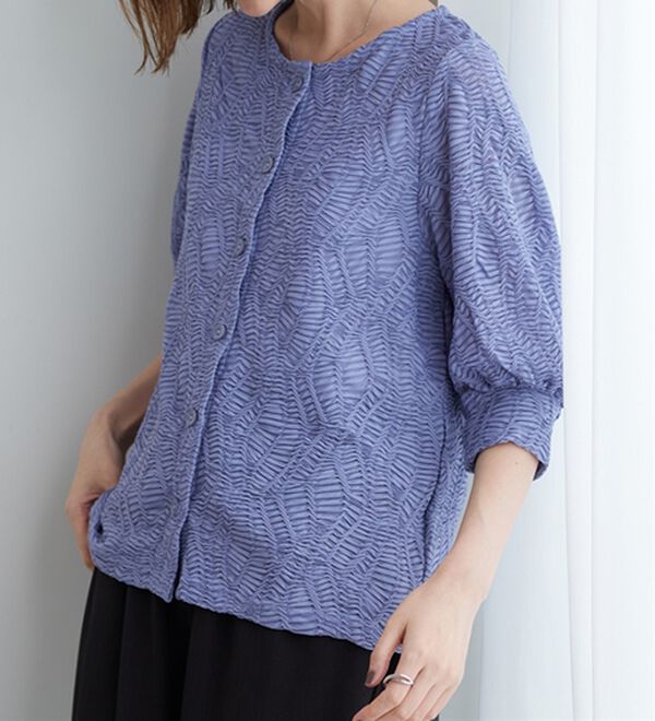 BELLUNA（ベルーナ）の「波柄シアージャカード素材カーディガン（ニットカーディガン）」｜詳細画像