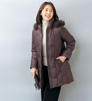 ルフラン（ルフラン）の「ランダムキルトデザインシルク１００％ダウン（ハーフコート）」｜ダークパープル