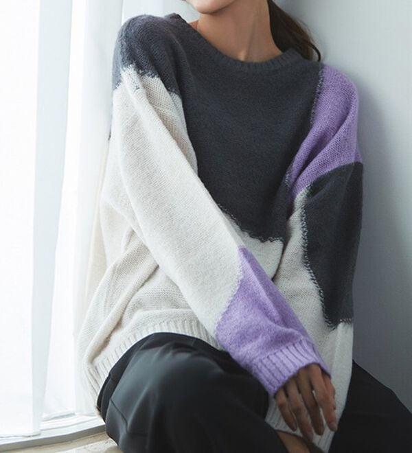 RANAN（ラナン）の「カラーブロッキングニットプルオーバー（ニット・セーター）」｜詳細画像
