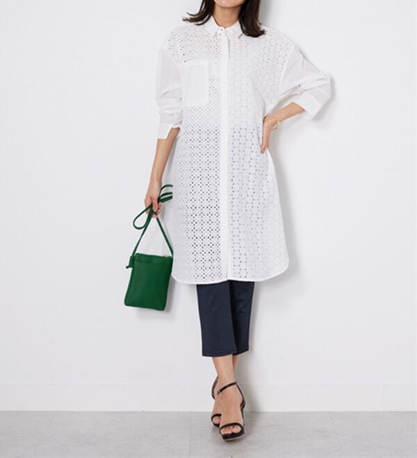 BELLUNA（ベルーナ）の「【Ｌａｇｒｉｌｕａ】ヴィンテージレース切替シアーロングシャツ（シャツワンピース）」｜詳細画像