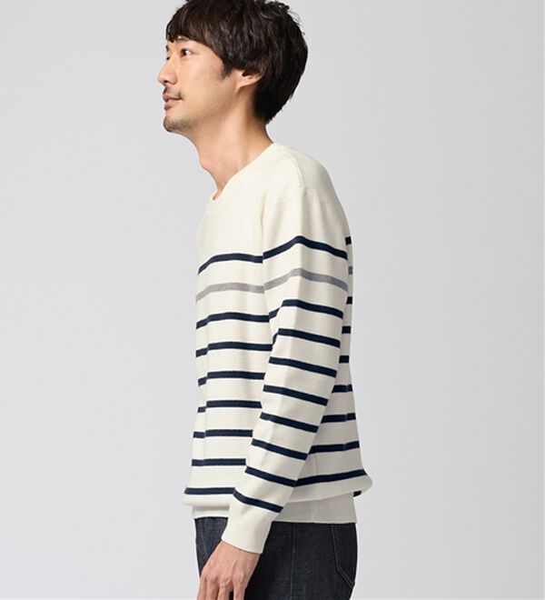 REMEN'S（リメンズ）の「【洗える】やわらかタッチボーダークルーネックセーター（メンズニット・セーター）」｜詳細画像