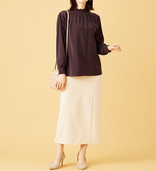 BELLUNA（ベルーナ）の「衿＆袖ニット使い美人顔ブラウス（ブラウス）」｜詳細画像