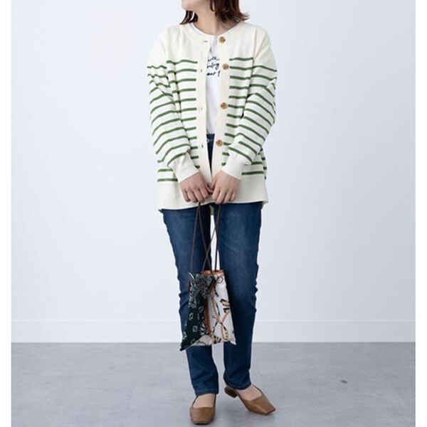 BELLUNA（ベルーナ）の「ボーダークルーネックカーディガン（ニットカーディガン）」｜詳細画像