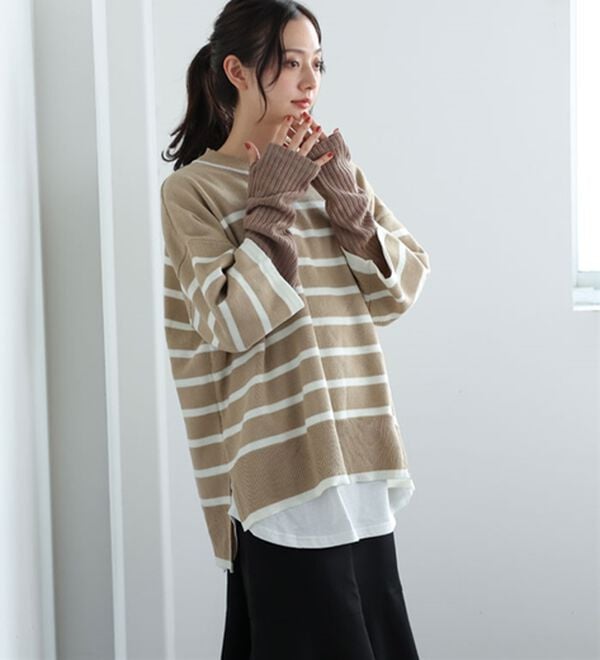 「【Ｌ～６Ｌ】重ね着を楽しむレイヤード専用ニットプルオーバー（ニット・セーター）」｜詳細画像