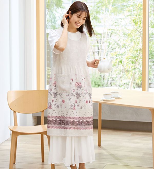 「【３枚組】涼やかプリーツチュニック（エプロン）」｜詳細画像