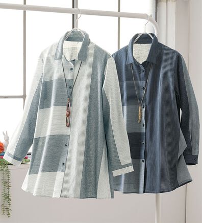ルフラン（ルフラン）の「【２色組】日よけに便利な綿１００％シャツジャケット（シャツ）」