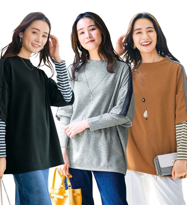 ルフラン（ルフラン）の「【３色組】体型カバーを叶える！重ね着風プルオーバー（カットソー）」｜3色組