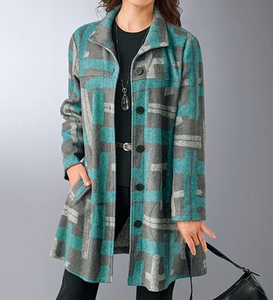 BELLUNA（ベルーナ）の「起毛素材幾何柄デザインコート（ハーフコート）」