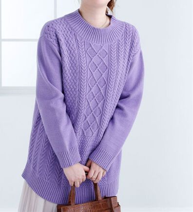 BELLUNA（ベルーナ）の「パッチワーク調ケーブルニットチュニック（チュニック）」