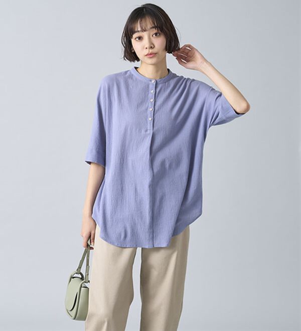 BELLUNA（ベルーナ）の「綿１００％ワッシャー素材ゆったりドルマンブラウス（ブラウス）」｜詳細画像