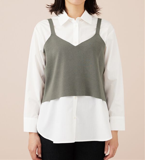 BELLUNA（ベルーナ）の「ニットビスチェ&times;シャツアンサンブル（アンサンブル）」｜詳細画像