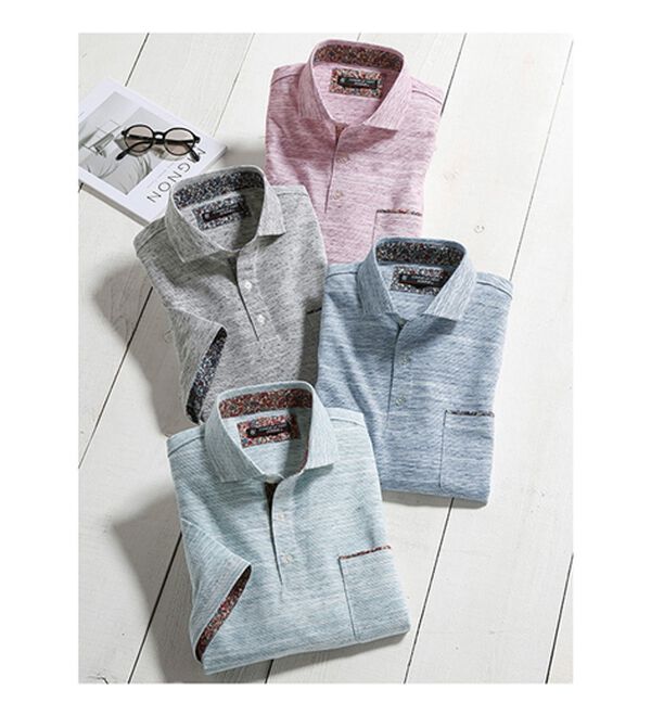 「＜コムルヴァン・オム＞大人のメランジ鹿の子ポロシャツ（メンズポロシャツ）」｜詳細画像