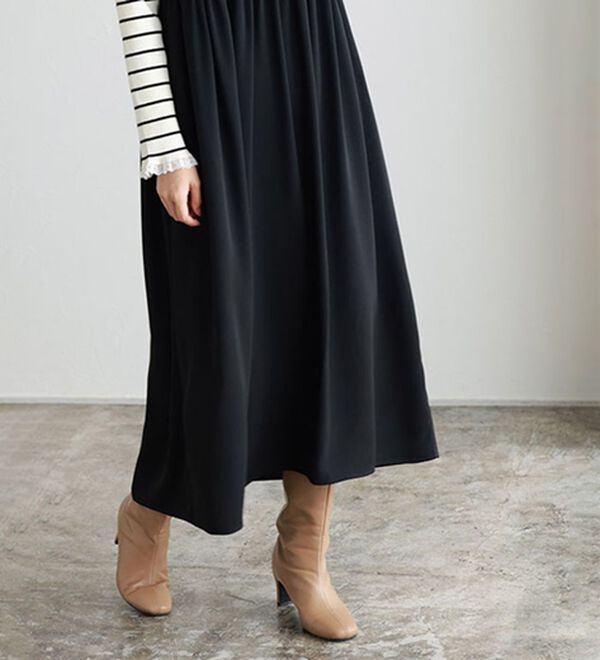 Pierrot（ピエロ）の「【選べる丈】前後２ｗａｙギャザー切り替えキャミワンピース（カットソーワンピース）」｜詳細画像