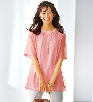 BELLUNA（ベルーナ）の「ふわり涼やか！チュール重ねチュニック（チュニック）」