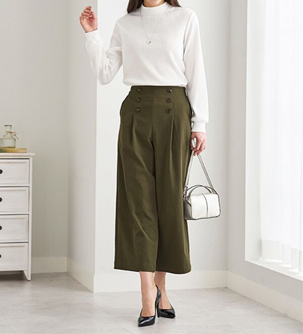 BELLUNA（ベルーナ）の「サラもち！快適ビンテージ調素材ワイドパンツ（ワイドパンツ・ガウチョ）」｜詳細画像