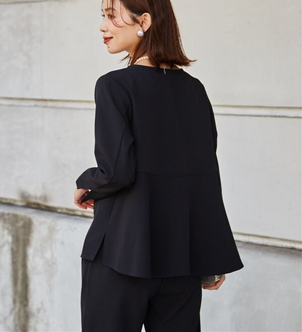 RANAN（ラナン）の「【選べるデザイン】楽してきれい見え！セットアップ（ブラウススーツ）」｜ブラック(ペプラム)