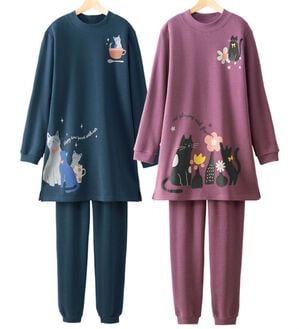 LAVIENNE（ラヴィエンヌ）の「【２着組】ネコちゃんチュニックルームウェア（パジャマ・ルームウェア）」｜詳細画像