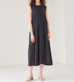 RANAN（ラナン）の「ひんやり裏地付！ななめティアードワンピ（その他ワンピース）」｜ブラック