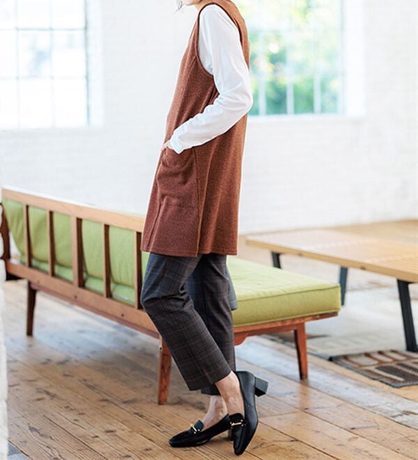 BELLUNA（ベルーナ）の「杢調素材ポケットデザインジャンパードレス（ジャンパースカート）」｜詳細画像