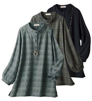 ルフラン（ルフラン）の「【３色組】イージーケア！着心地優しいブラウス（ブラウス）」｜3色組