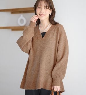 Viola e Viola（ヴィオラ エ ヴィオラ）の「【洗えるもちもち】首回りすっきり見せＶネックニット（ニット・セーター）」｜詳細画像