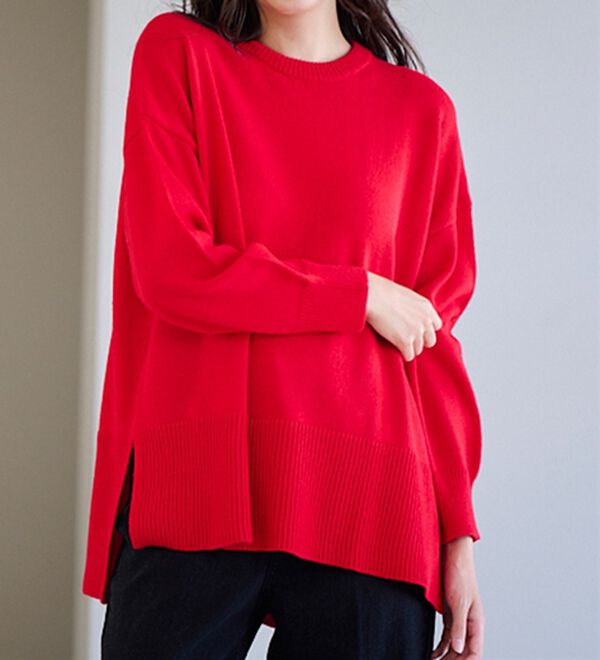 RADIALL セーター　スウェット　ニット　L 赤 小さいサイズ]ホールガーメント(R)ドルマンスリーブニット（長袖