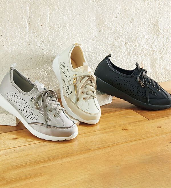 BELLUNA（ベルーナ）の「＜ＥＤＷＩＮ＞牛床革のびる履き口スニーカー（スニーカー）」｜詳細画像