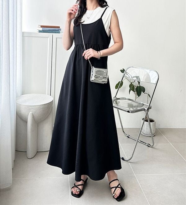 GeeRA（ジーラ）の「サッカー素材バックリボンキャミワンピース（その他ワンピース）」｜詳細画像