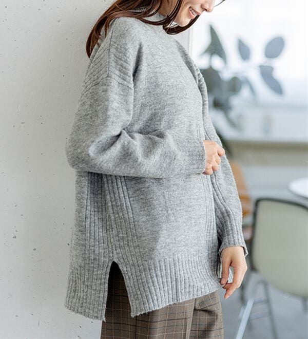 BELLUNA（ベルーナ）の「【快適Ｌａｂ．】洗える＆チクチクしにくい！ウール調ニットプルオーバー（ニット・セーター）」｜詳細画像