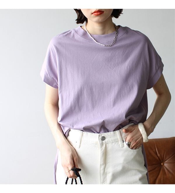 GeeRA（ジーラ）の「綿１００％フレンチスリーブチュニックＴシャツ（カットソー）」｜詳細画像