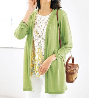 BELLUNA（ベルーナ）の「花柄プリントレースカーディガンアンサンブル（アンサンブル）」｜グリーン系