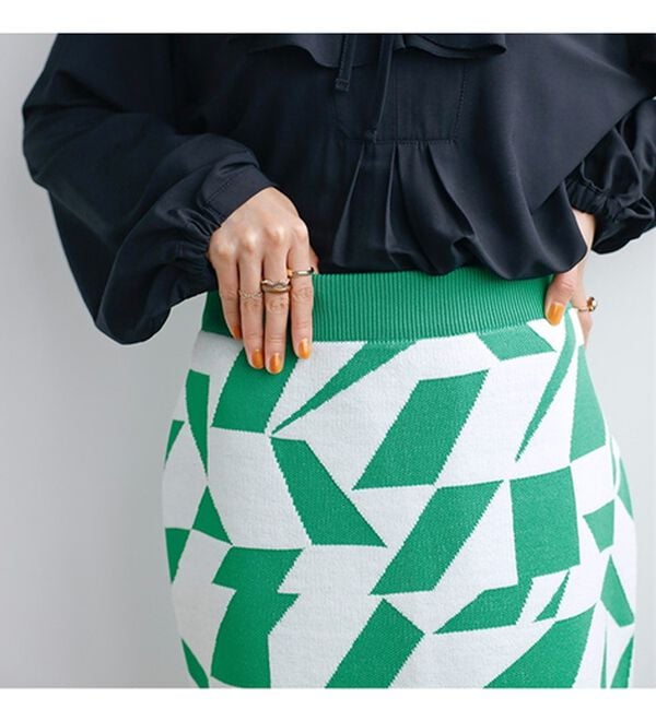 GeeRA（ジーラ）の「ジャカードニットナロースカート（ロングスカート）」｜詳細画像