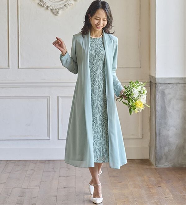 BELLUNA（ベルーナ）の「ロングジャケット花柄レースワンピースアンサンブル（ワンピースセットスーツ）」｜詳細画像